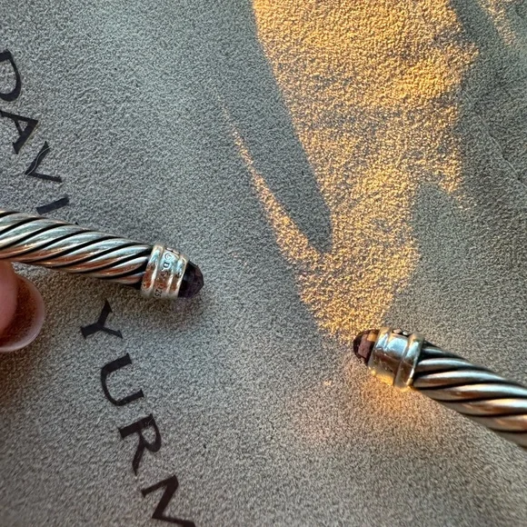 David Yurman cable bracelet w/ diamonds in silver - amethyst 5mm - Picture 4 of 6